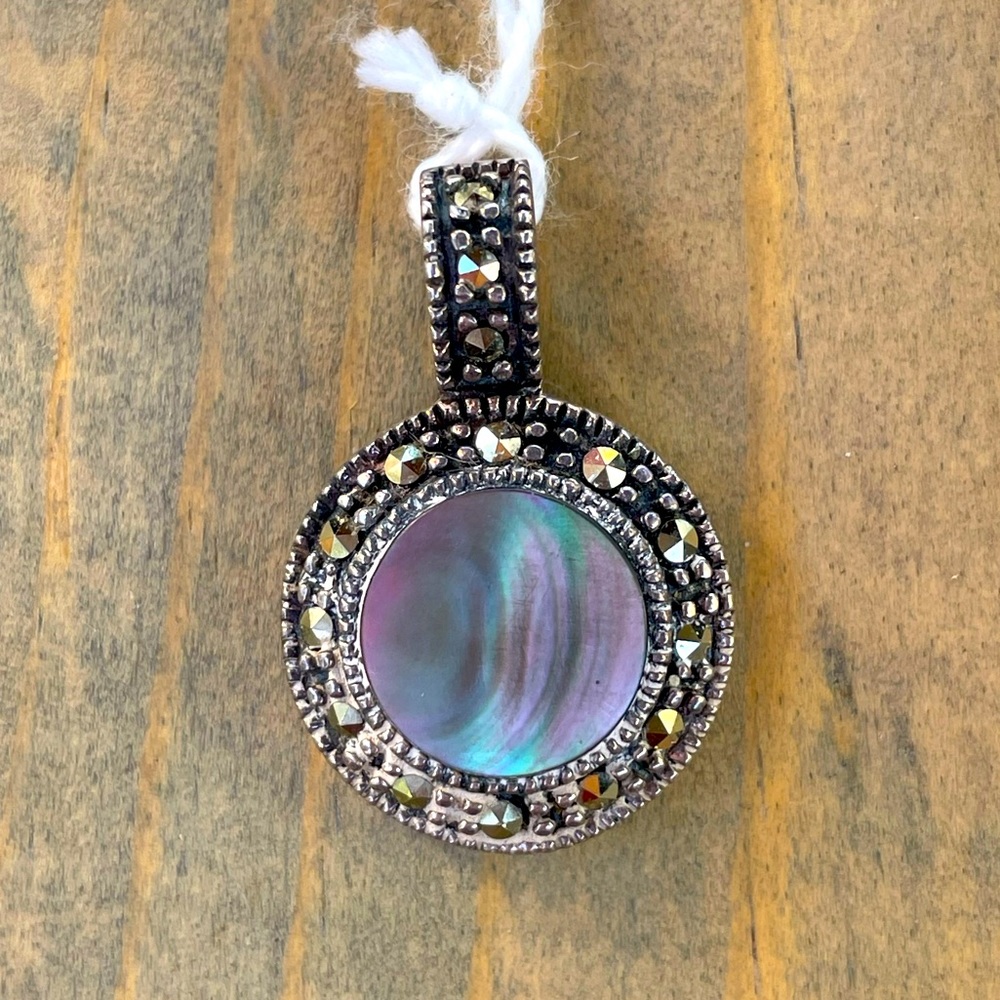 Sterling Silver, Mother of Pearl & Marcasite Pendant